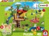 Puzzle 40 Szczęśliwe psy Farm World + Figurka Schleich Schmidt 56403